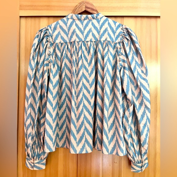 Ulla Johnson Rory Graphic-Print Cropped Blouse - size 4 - Picture 5 of 7